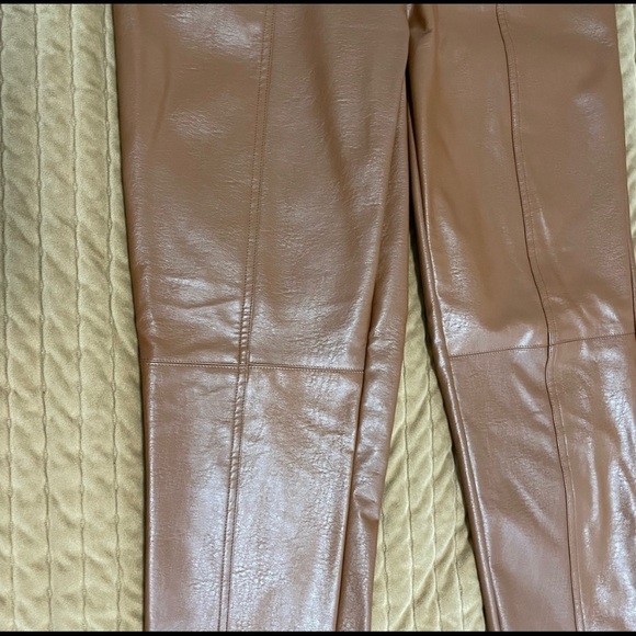 Princess Polly brown leather pants w slits - Picture 2 of 5